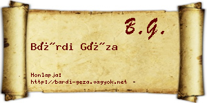 Bárdi Géza névjegykártya
