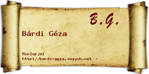 Bárdi Géza névjegykártya